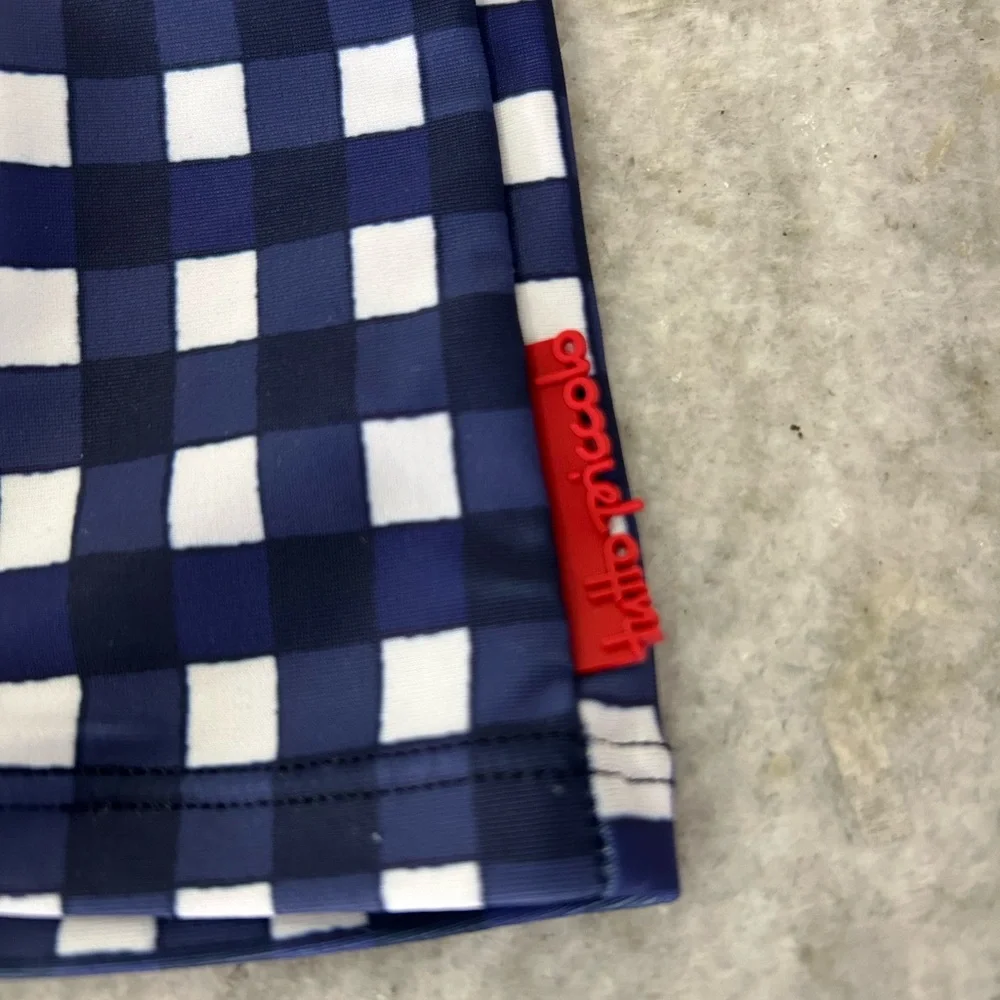 Kids Swim Trunks - Red and Blue Checkered